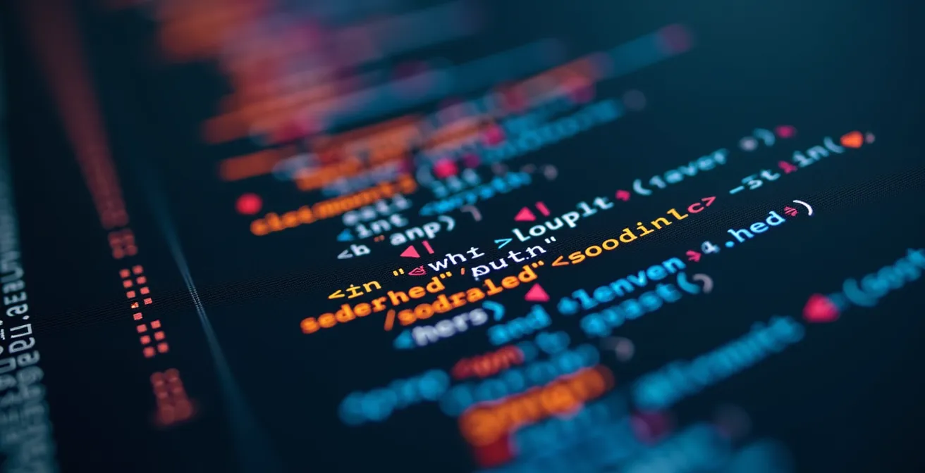 Vista macro di codice con sintassi colorata rappresenta i diversi linguaggi di programmazione richiesti dal mercato italiano