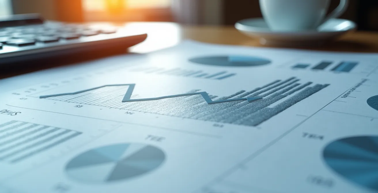 Vista macro di dashboard con grafici ROI e metriche di risparmio tempo