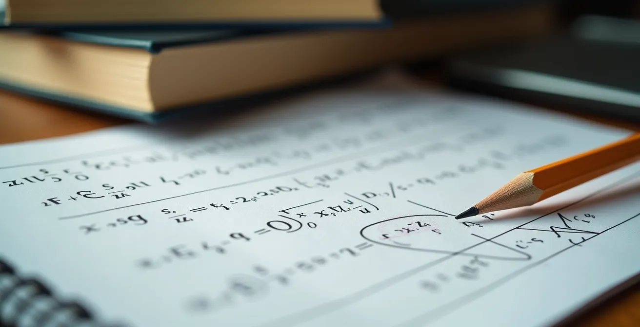 Studente che studia analisi matematica con libri e appunti organizzati metodicamente